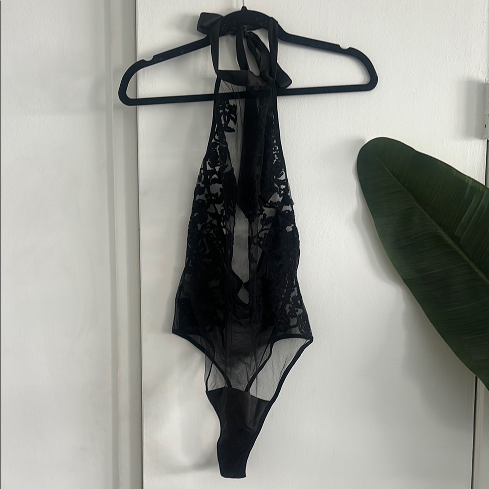 Thistle and Spire Black Lace Bodysuit